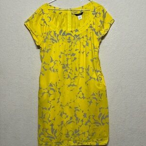 J. Crew Yellow and Gray Floral Mini Dress